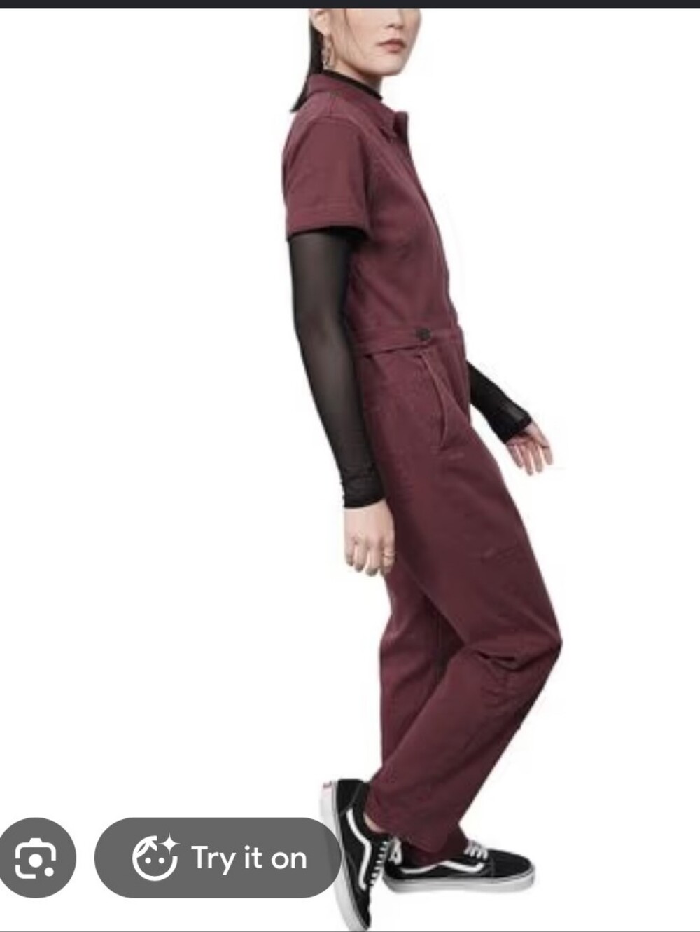Wildfang Deep Burgundy Short-Sleeve Utility Jumpsuit